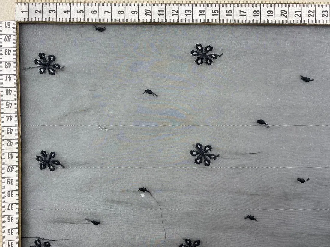 Siyah Bohrelli Organze Brode - Yerli Polyester, 135 cm (9973)