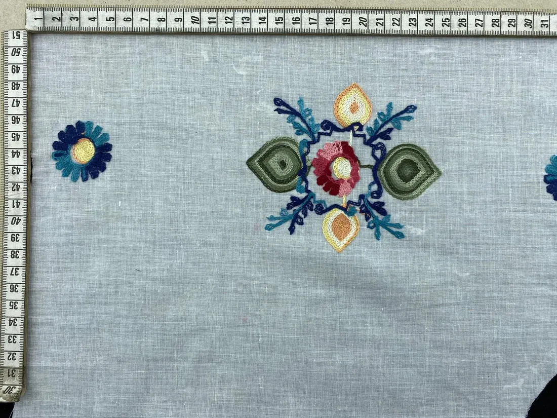 Multi Color Nakışlı Off White Vual Brode