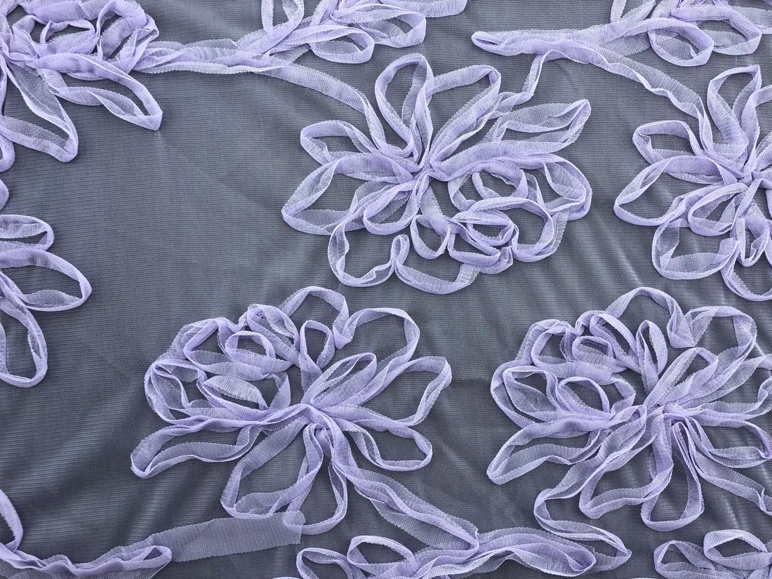 Lila Süzeneli Tül Kumaş - Yerli Polyester, 130 cm (11204)