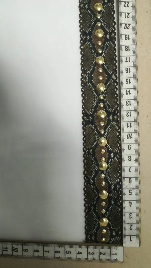 Taş Detaylı Piton Desenli Raşel Bant, 3 cm