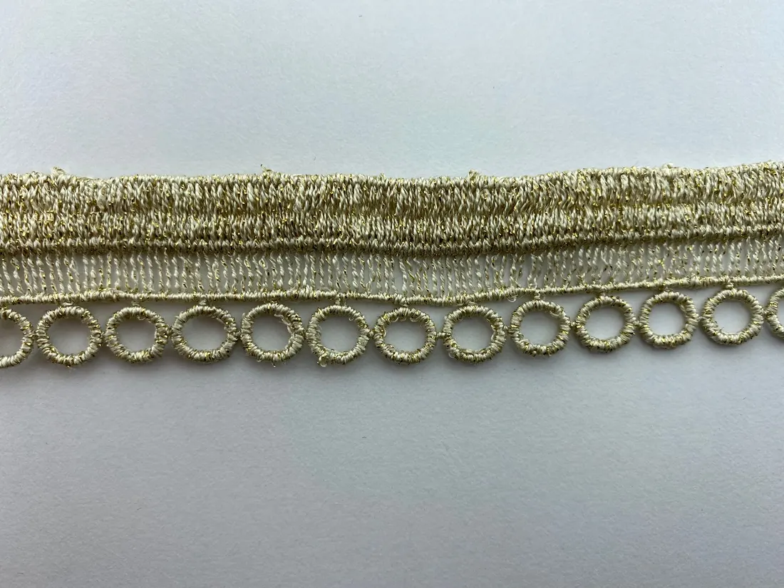 2,5 cm Genişliğinde Gold Lurex İşlemeli Güpür Brode Bant