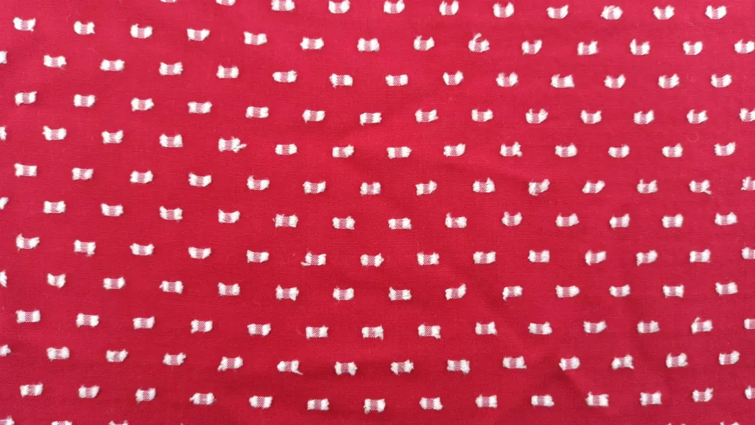 Bordo Zemin Beyaz Puantiyeli Viscon Polyester Kumaş - 150 cm