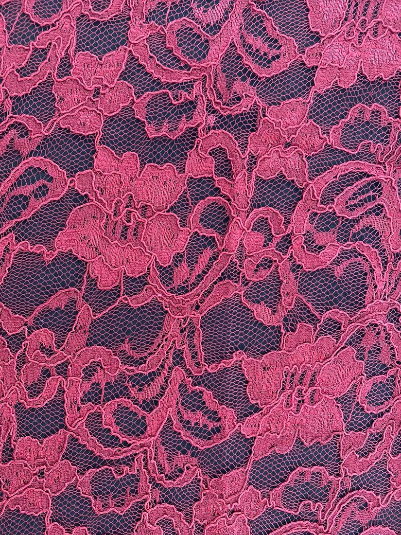 Bordo Kordlu Polyester Dantel Kumaş, 130 cm