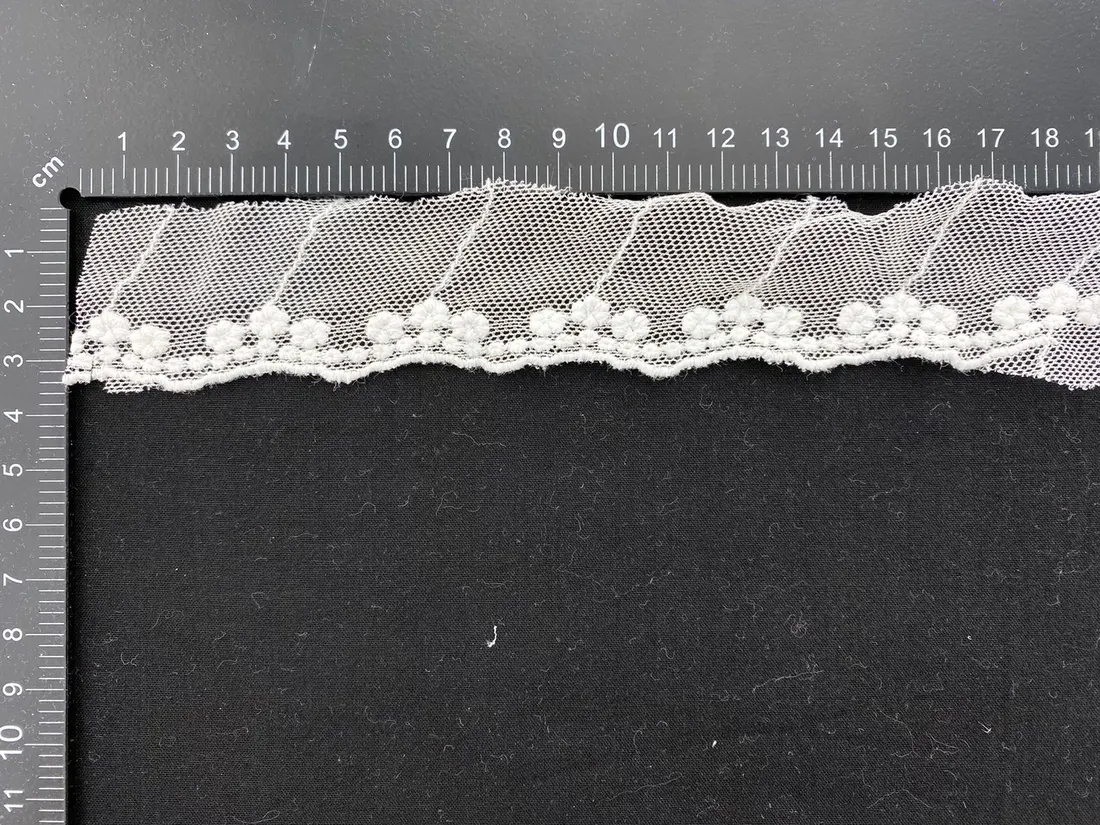 Tül Üzeri Pamuk Ham Brode Bant, 3,5 cm