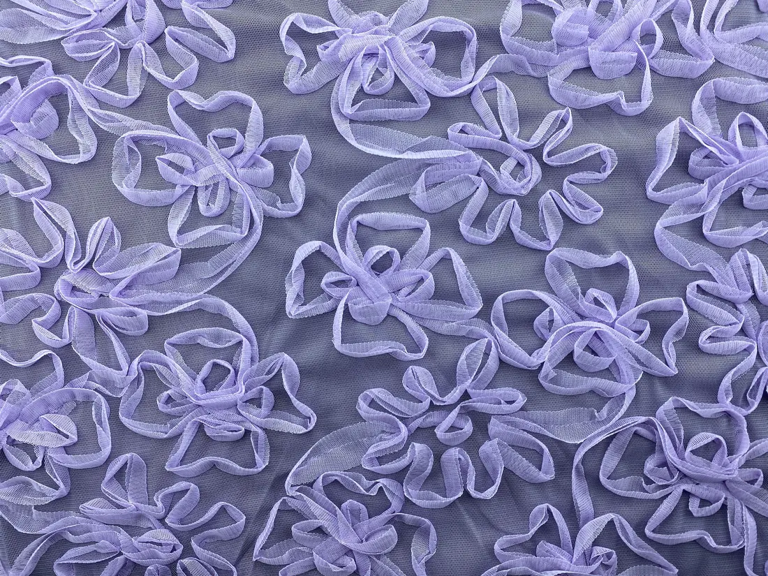 Lila Süzeneli Polyester Tül Kumaş - 130 cm Yerli Üretim