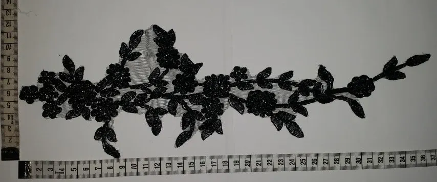 Siyah Renk Düz Aplik Brode, Kordlu Polyester