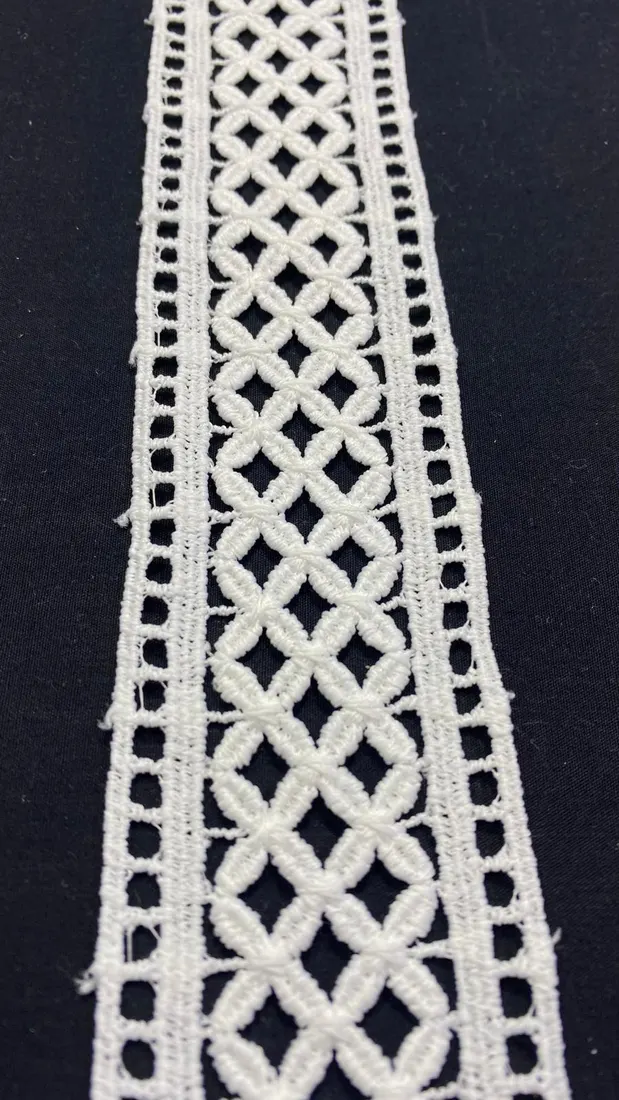 5,5 cm Ham Yerli Mat Polyester Güpür Brode Bant