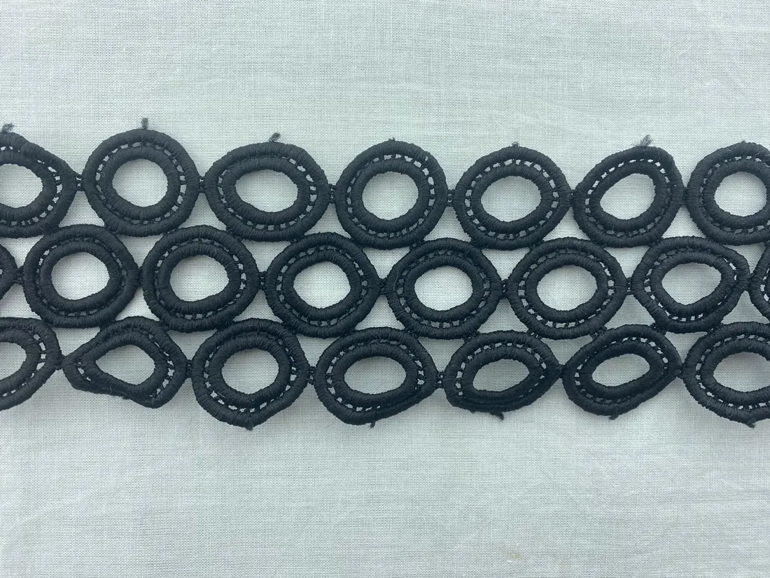 Siyah Mat Polyester Güpür Bant, 6 cm