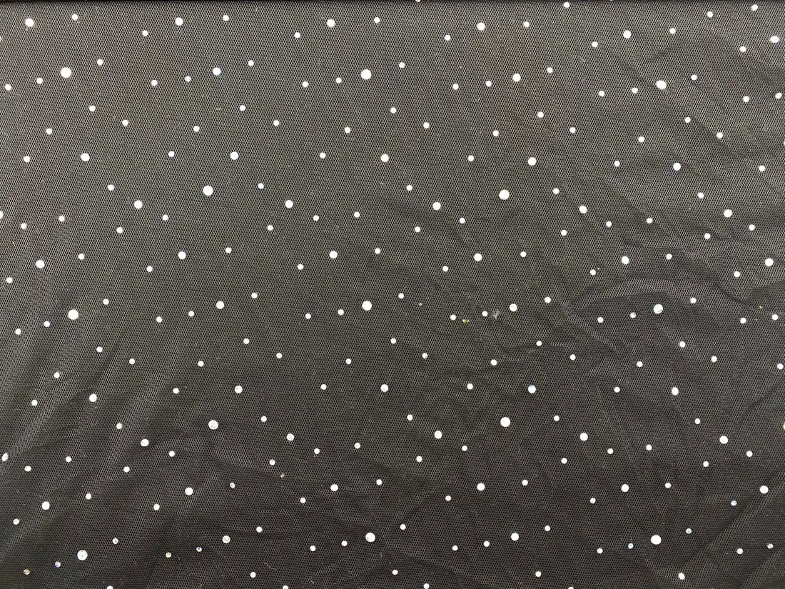 Siyah Hologramlı Naylon Tül Kumaş, 140 cm