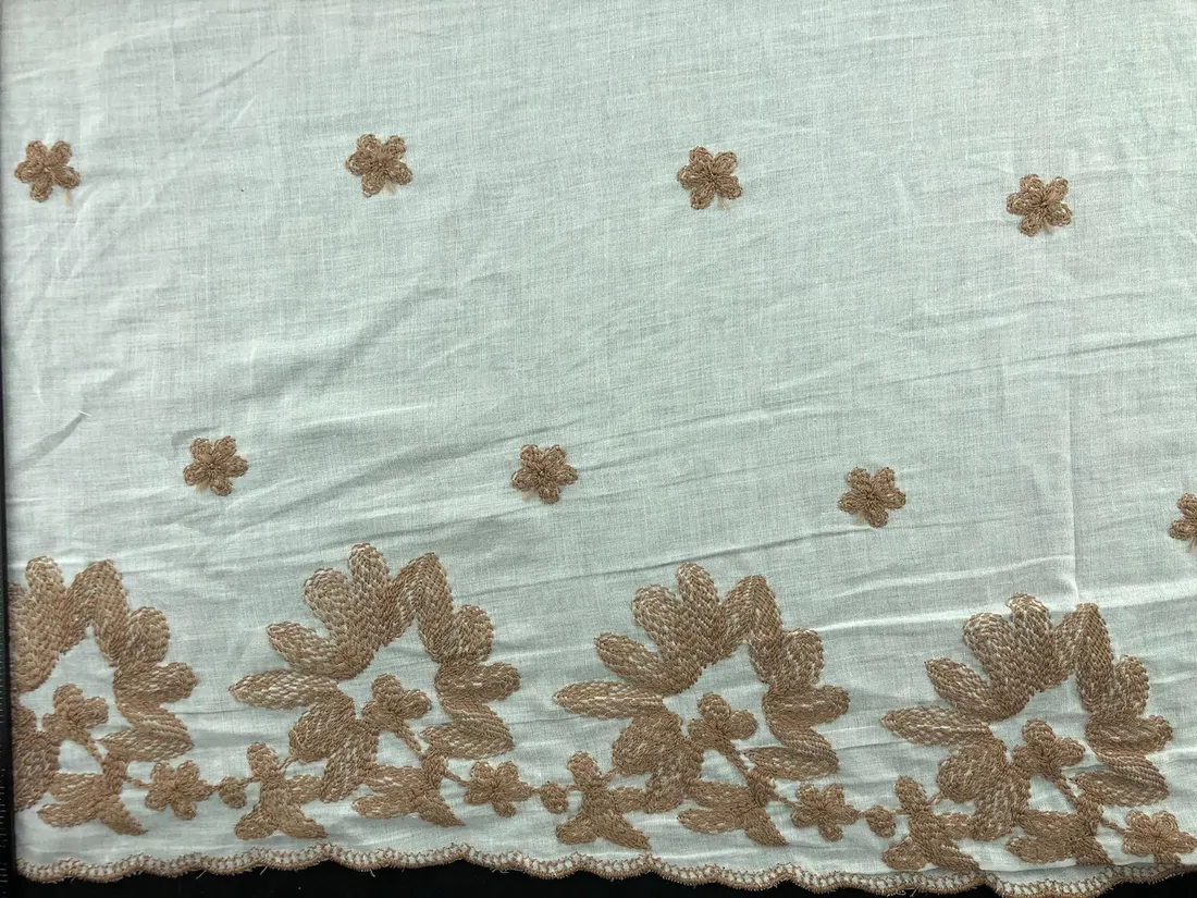 Kahverengi İpli Kasar Polyester Vual Brode Kumaş