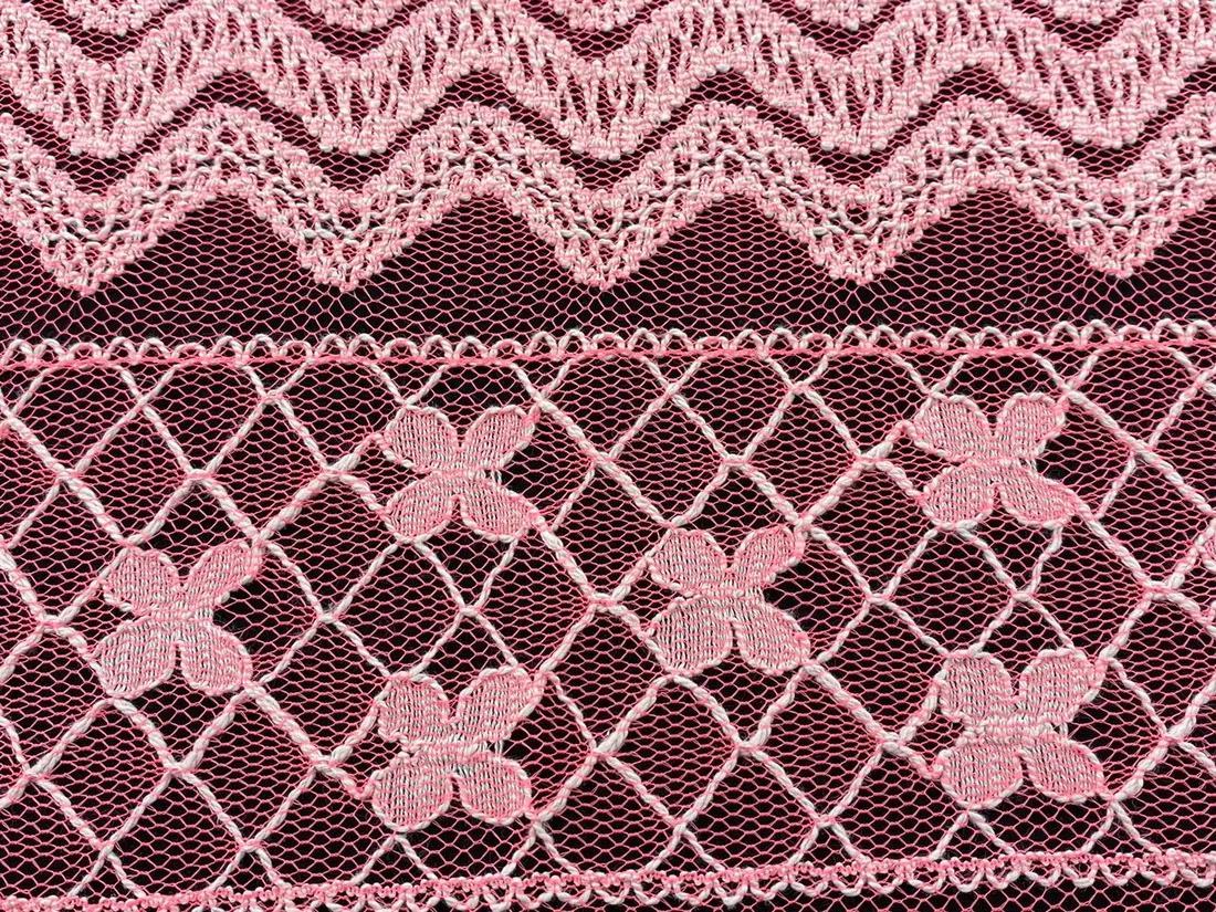 Neon Pembe Pamuk Polyester Dantel Kumaş