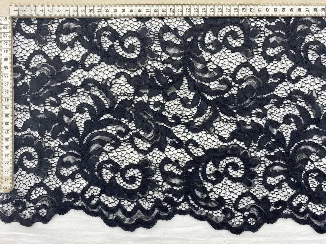 Siyah Kordlu Naylon Dantel - 145 cm