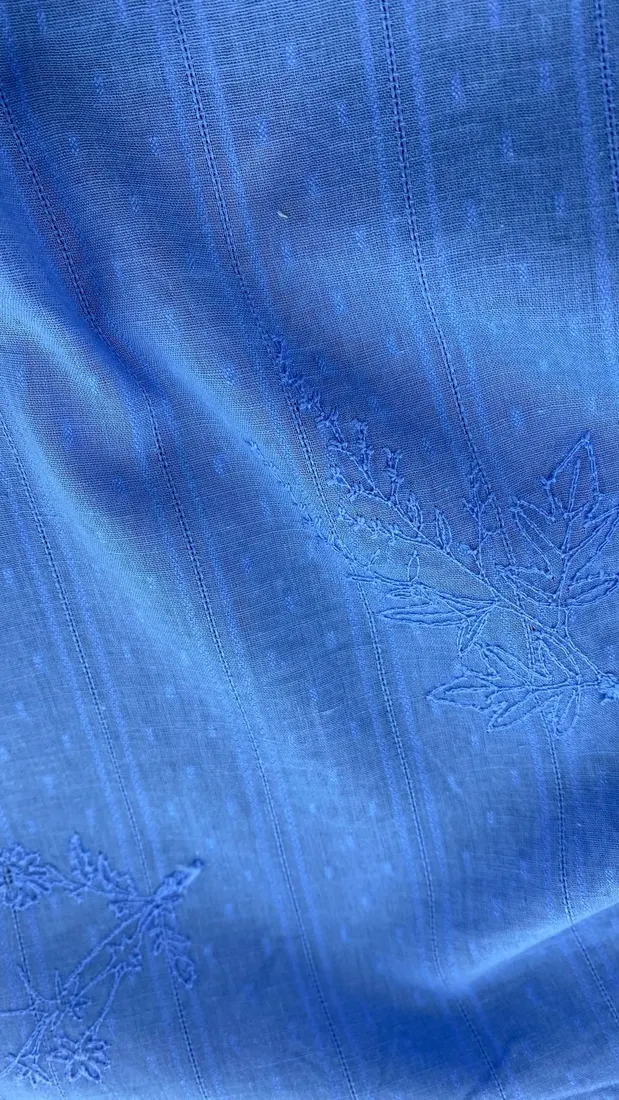 Mavi Vual Kumaş – Hafif Polyester Dokulu | 135 cm | Yazlık Elbise & Gömlek İçin