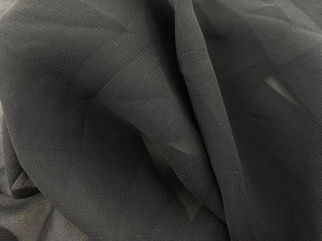 5824 Şifon · Yerli · Lez · Düz · Polyester · Siyah