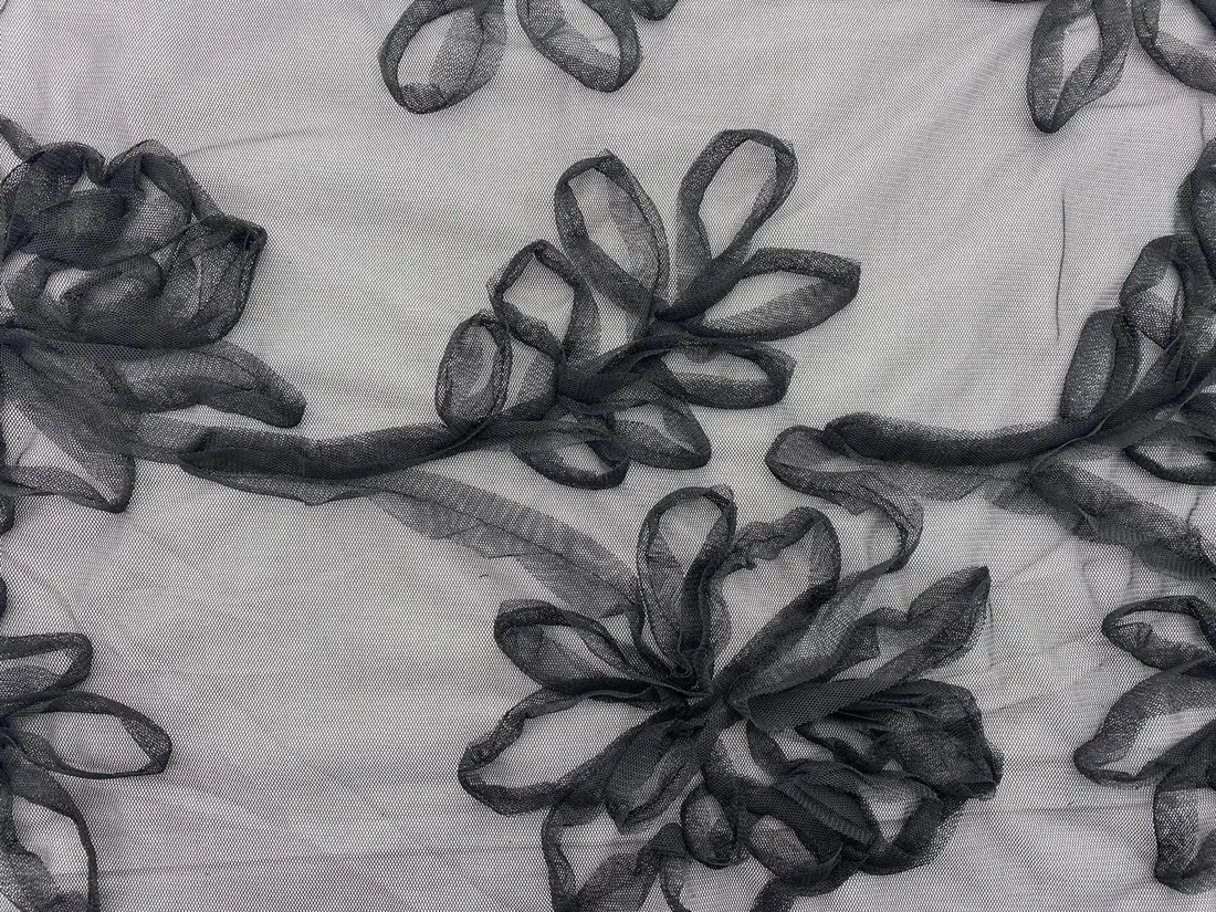 11204 Tül Üzeri̇ · Yerli̇ · Lez · Polyester · Süzeneli̇ · Si̇yah · 150 Cm