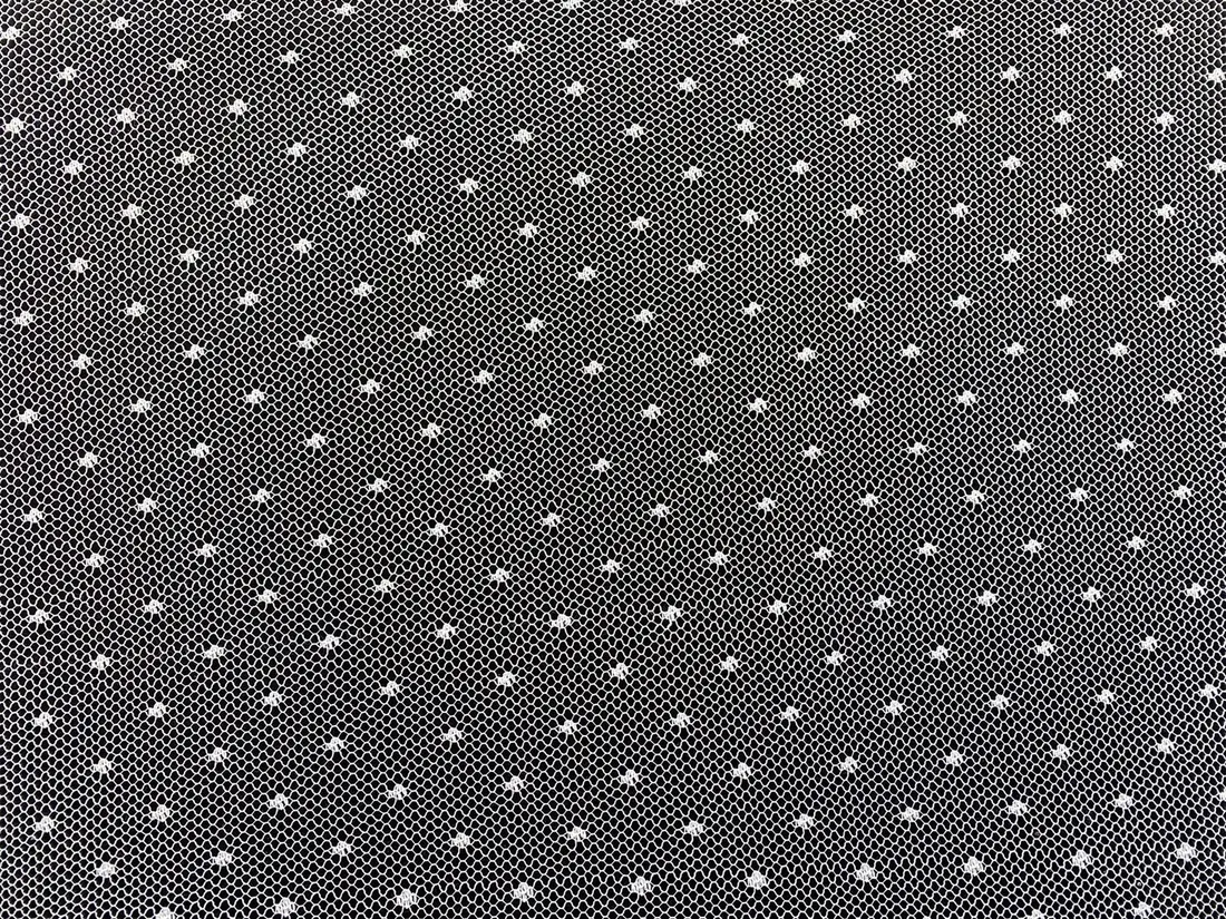 Ham Puantiyeli Tül Üzeri Polyester Dantel