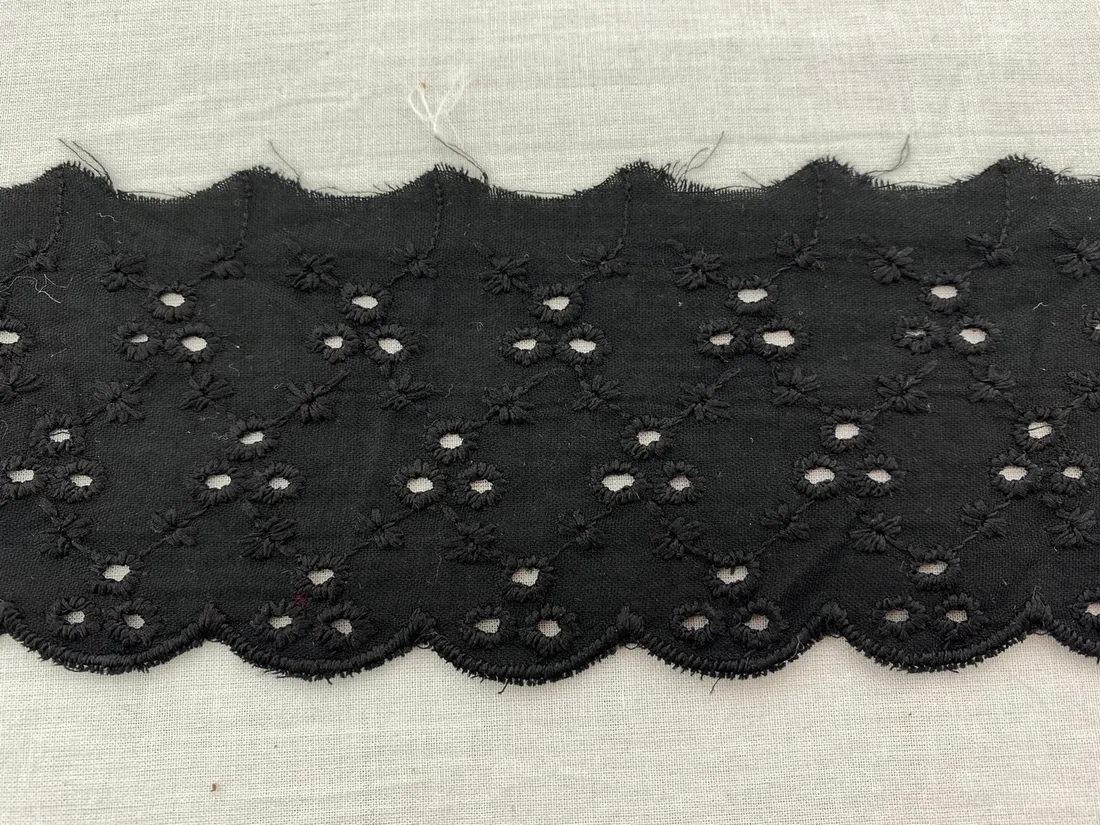 Siyah Mat Polyester Brode Bant, 7 cm