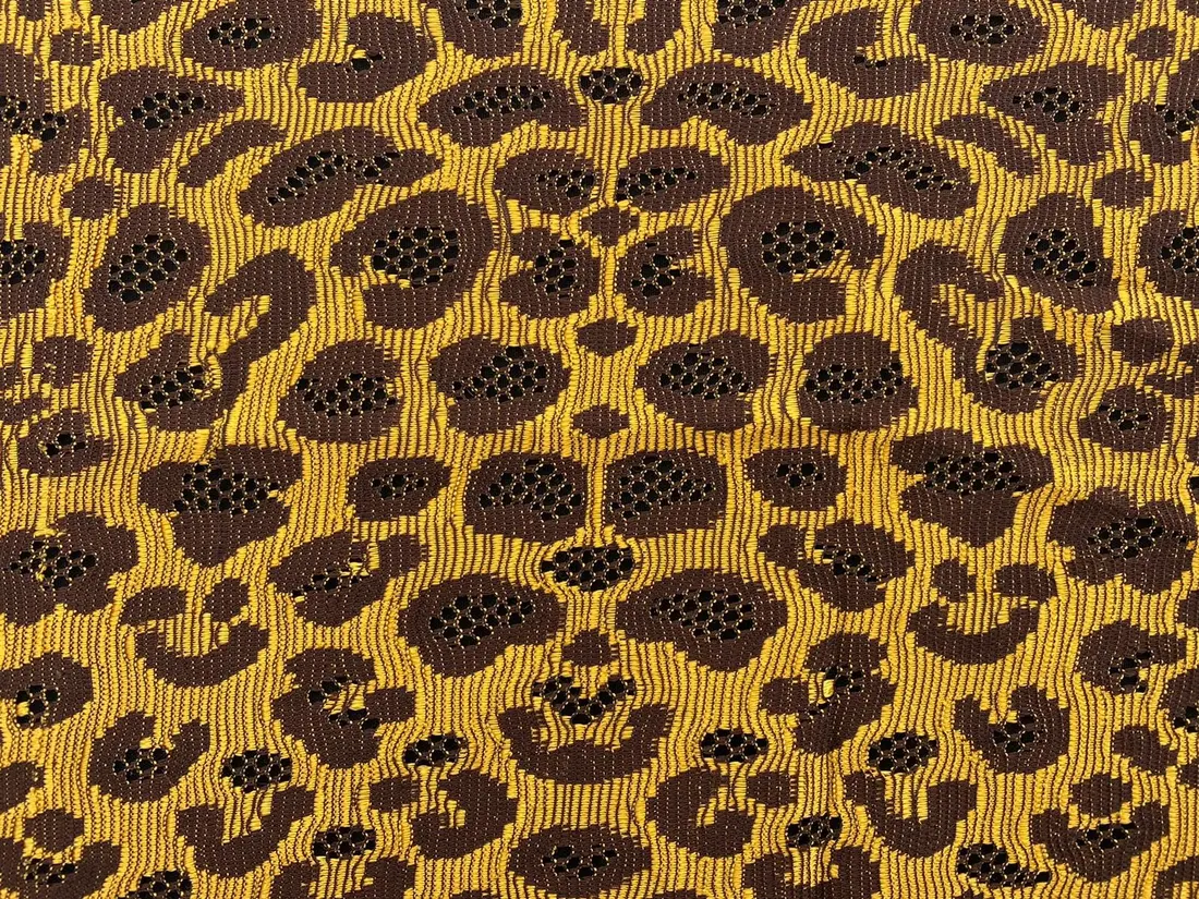 Sarı Leopar Desenli Naylon Dantel, Yerli Üretim
