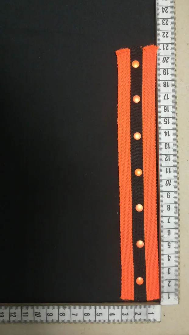 Turuncu-Siyah Taşlı Neon Polyester Şerit Bant