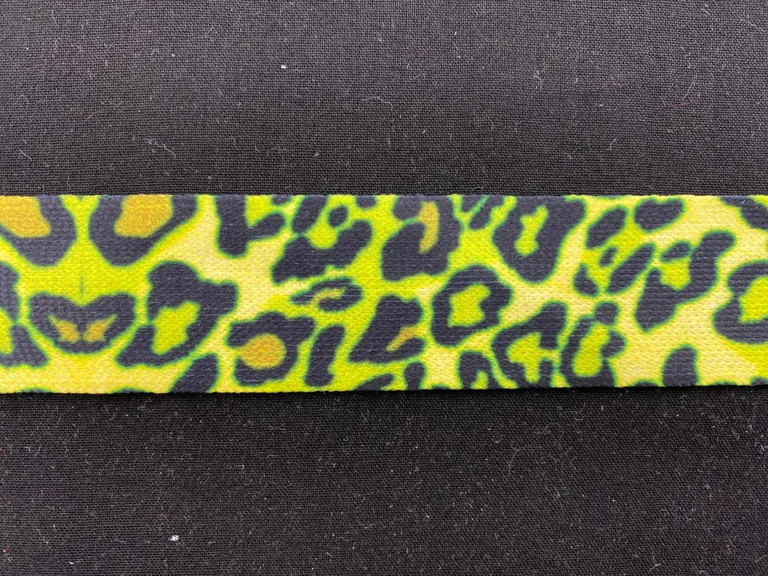 Neon Yeşil Leopar Desenli Şerit Bant, 3 cm