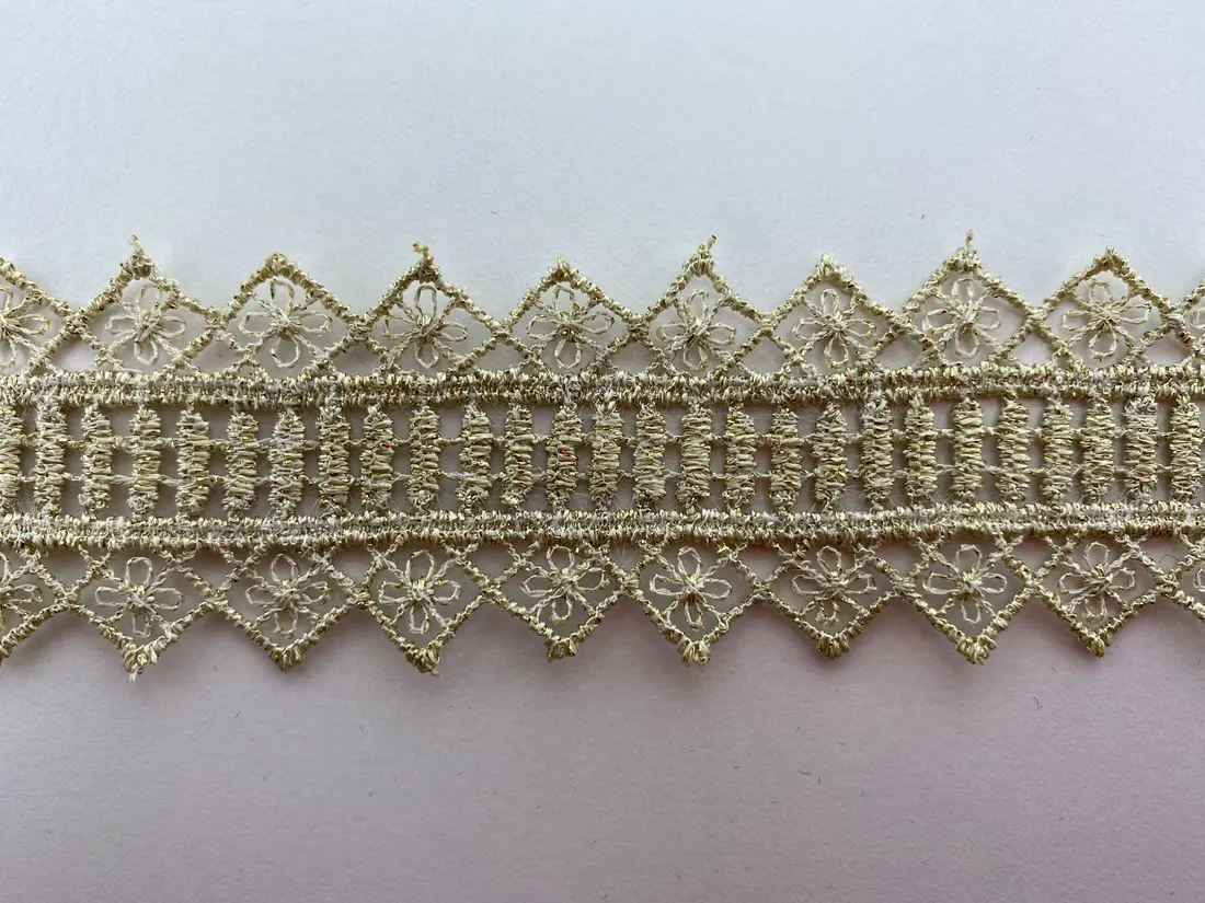 Gold Lurex Güpür Brode Bant, 4 cm, Yerli
