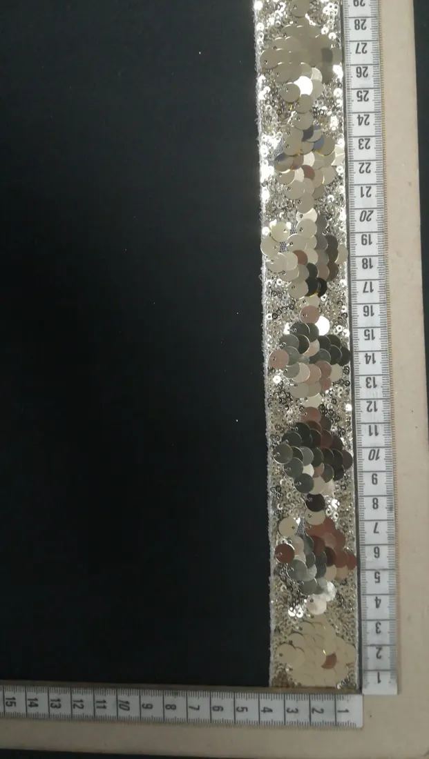 Gold Pullu Beyaz Tül Üzeri Şerit, 3.5 cm