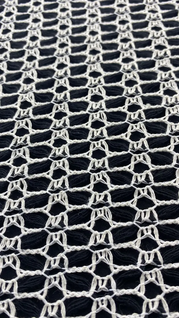 Siyah-Beyaz Pamuk Polyester Yerli Dantel