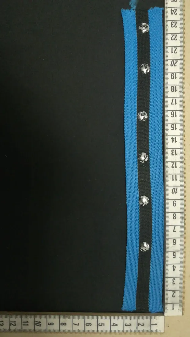Mavi-Siyah Neon Taşlı Polyester Şerit Bant