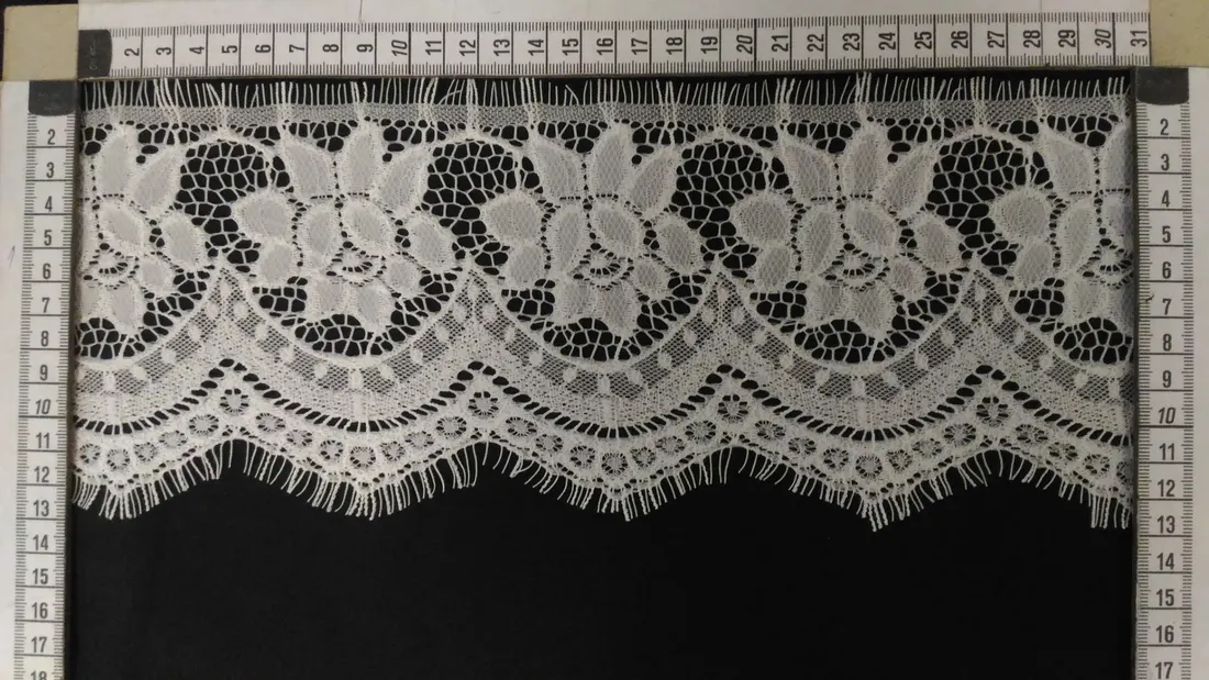 Off White Sakallı Düz Naylon İthal Dantel Bant