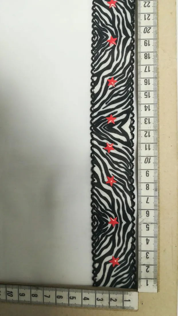 Yıldızlı Zebra Desenli Taş Raşel Bant, 3 cm