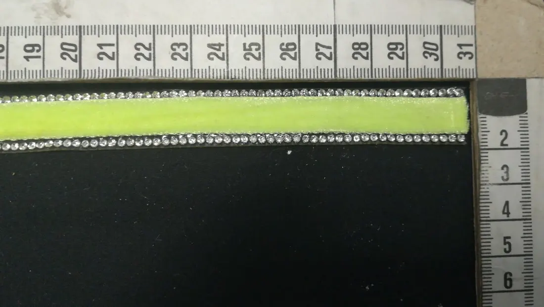 Şerit Yerli Bant Taşlı Kadife Neon Sarı 1.5 CM