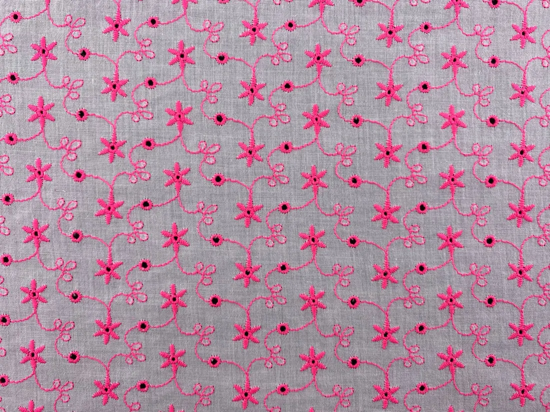 Neon Pembe İpli Ham Pamuk Vual Brode Kumaş