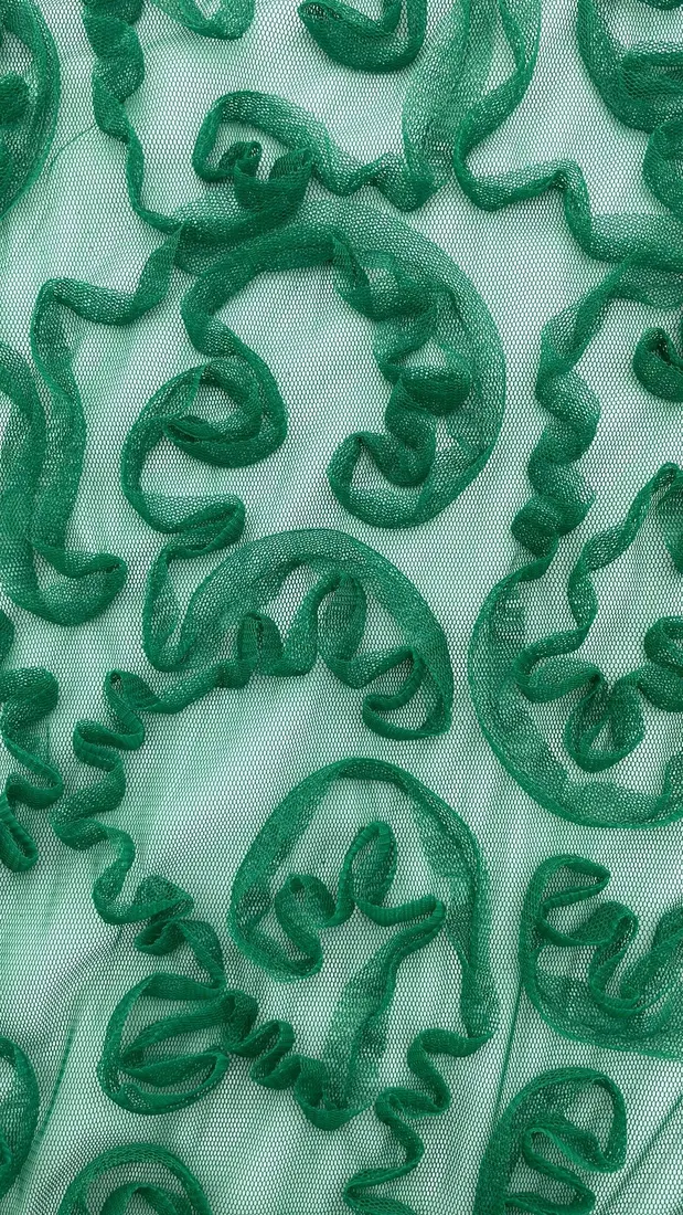 11202 Tül Üzeri · Yerli · Lez · Polyester · Süzeneli · Yeşil · 125 Cm