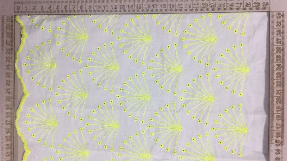 Neon Sarı İpli Ham Kumaş Pamuk Vual Brode, Yerli