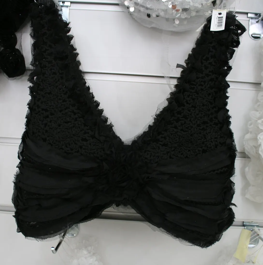 Siyah Süzeneli Polyester Nakışlı Yaka - 2309 Model