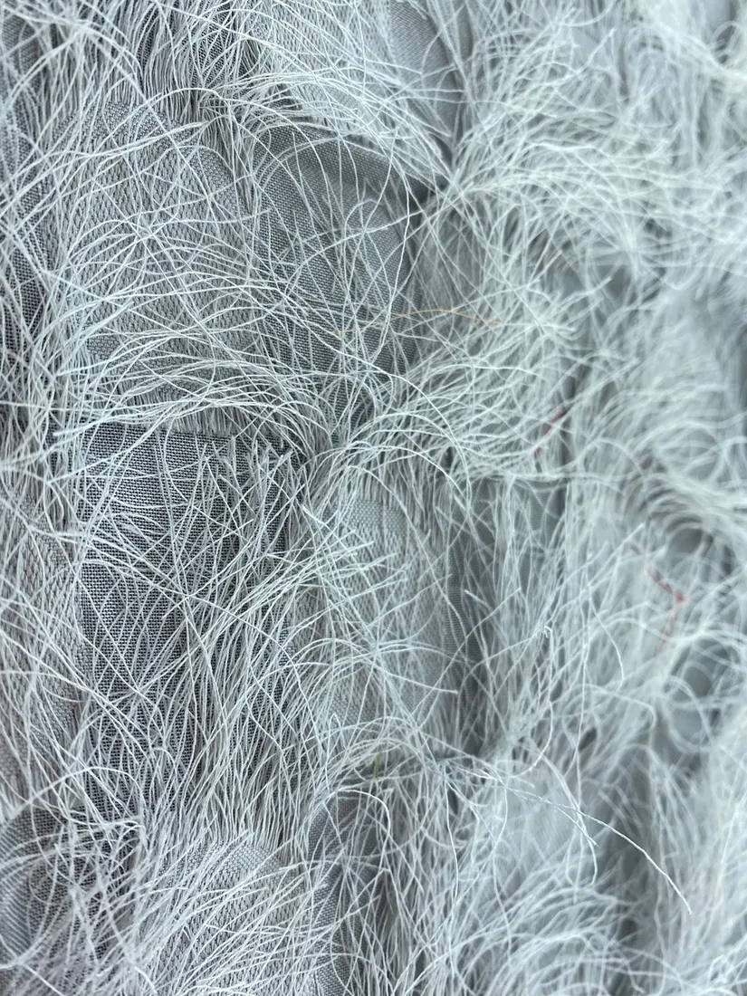Gri Saçaklı İthal Şifon Kumaş, 150 cm
