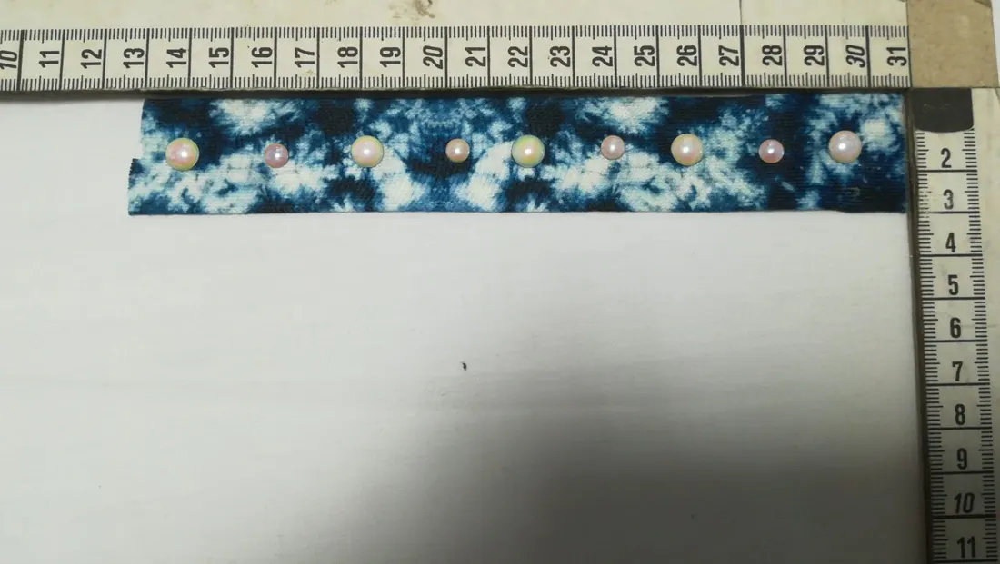Kristal Mavi Batik Desenli Taşlı Raşel Bant, 3 cm