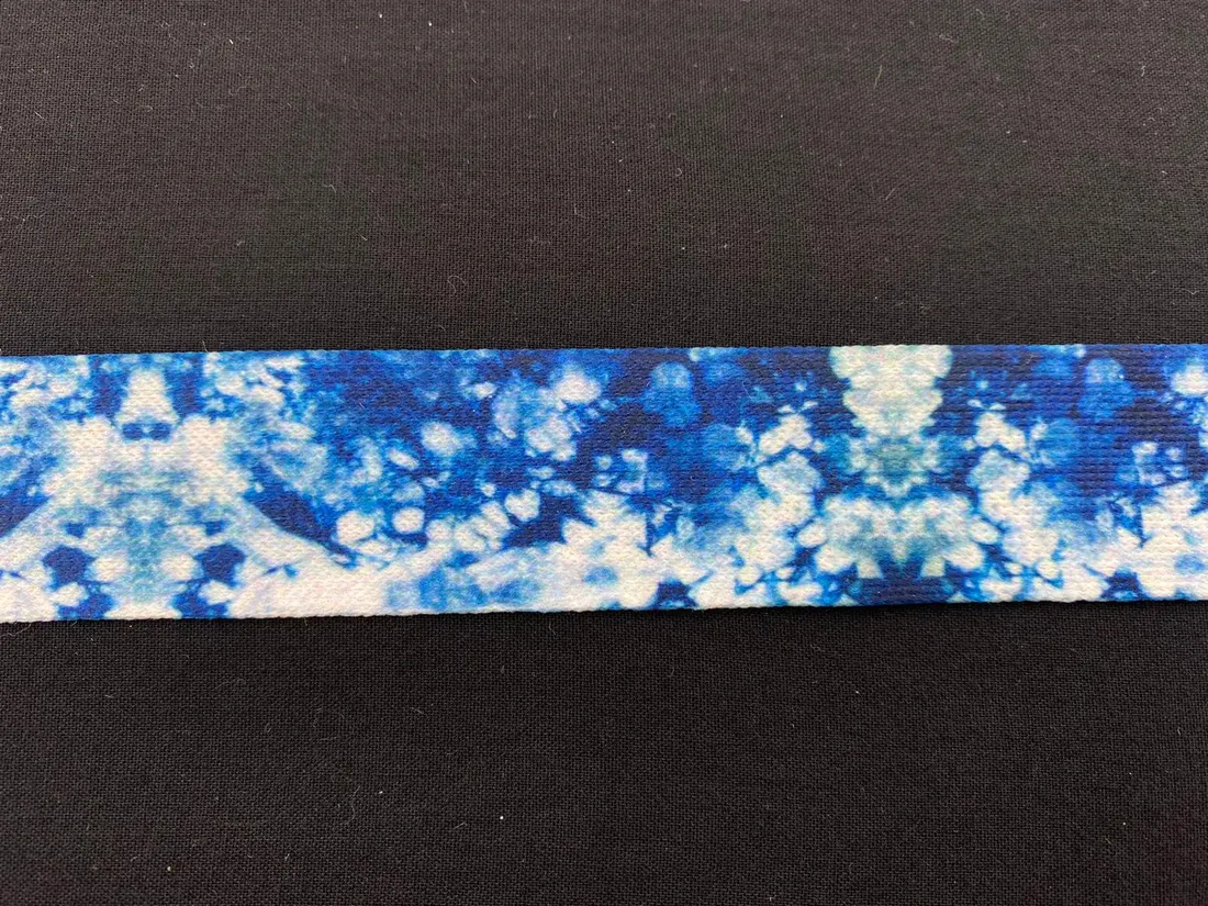 Şerit Yerli Bant Raşel Polyester Batik Desen Mavi 3 CM