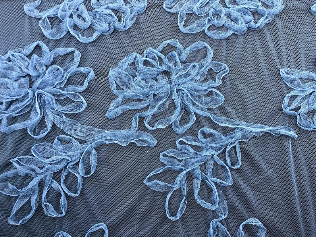 İndigo Süzeneli Tül Kumaş - Yerli Polyester, 130 cm (11204)