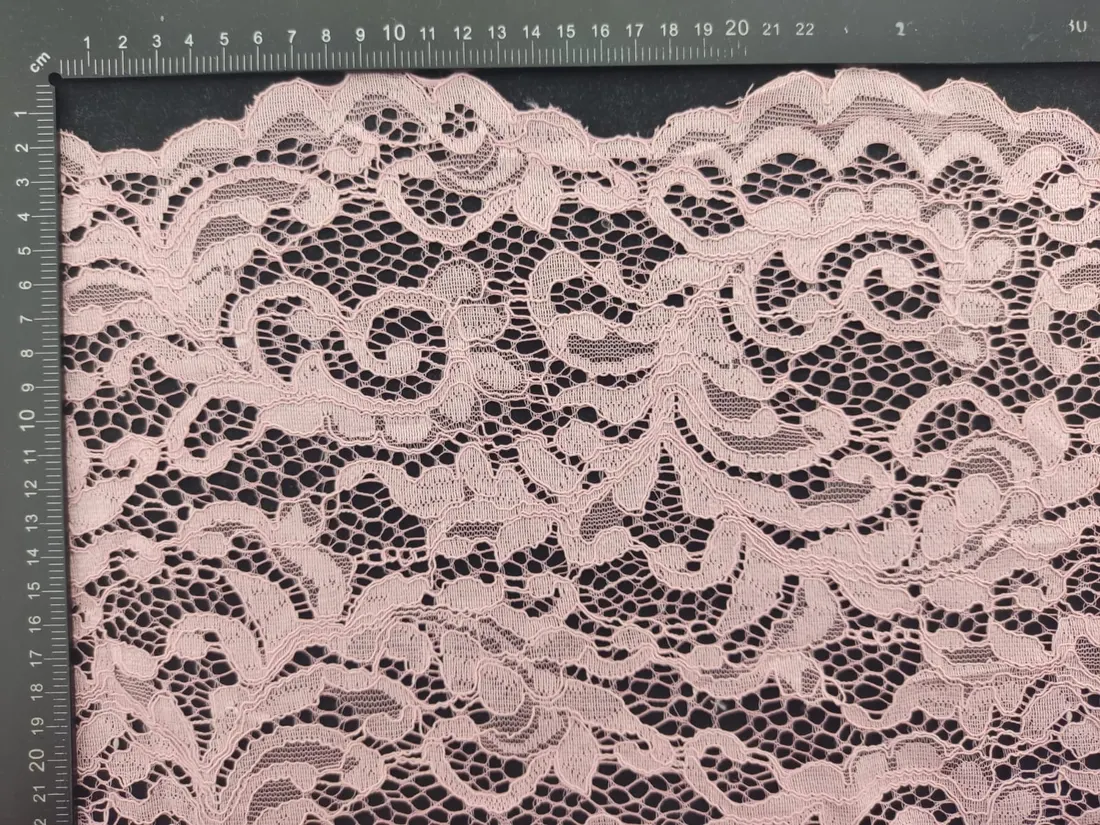 Pembe Kordlu Yerli Polyester Dantel Kumaş - 150 cm