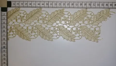 Gold Simli Lurex İşlemeli Güpür Brode Bant, Yerli