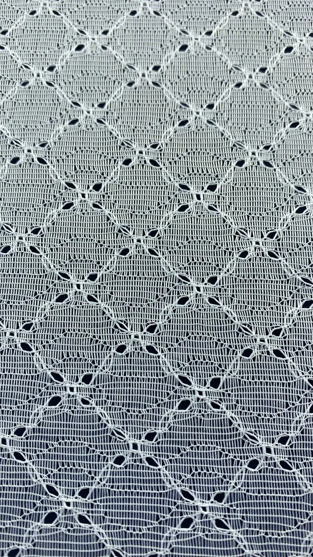 Beyaz Zemin Beyaz İplik Kordlu Dantel