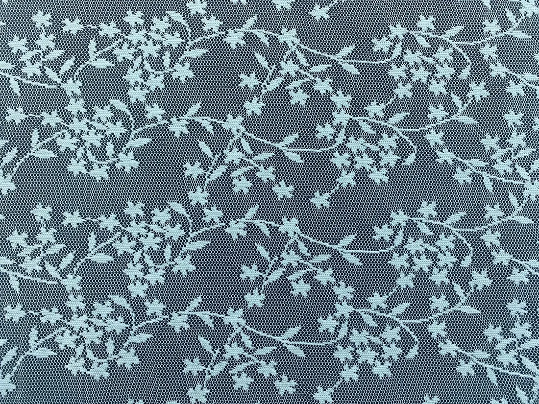 Mint Renk Tül Üzeri Polyester Dantel, 155 cm