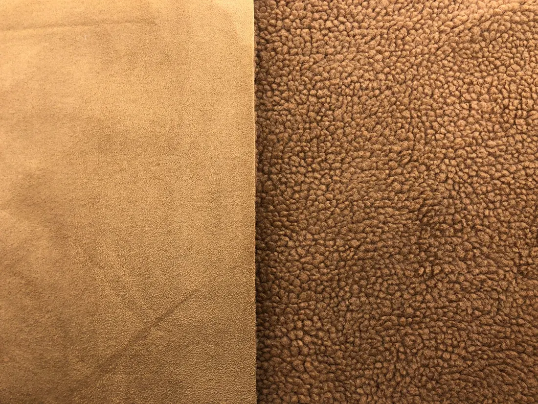 Kahve Süet ve Kürk Kuzu Kumaş - 150 cm