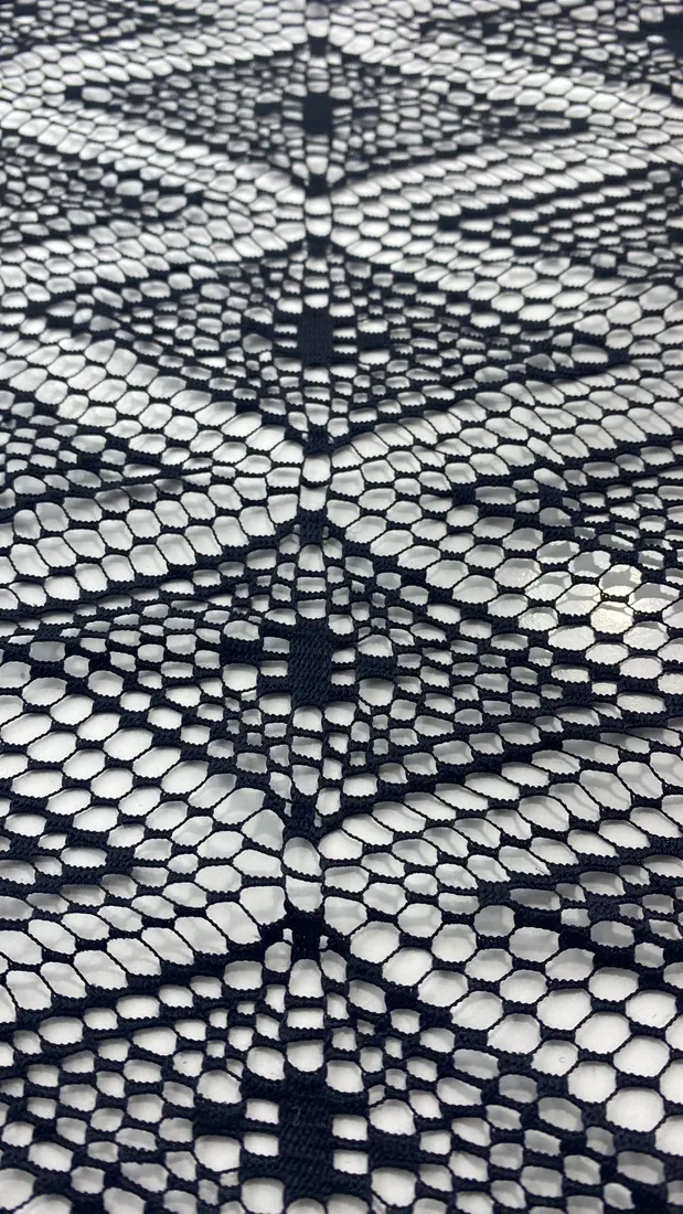 Siyah Polyester Dantel Kumaş, 150 cm