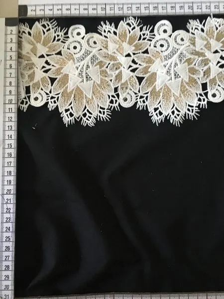 Beyaz-Gold Lurex Güpür Polyester Brode Bant