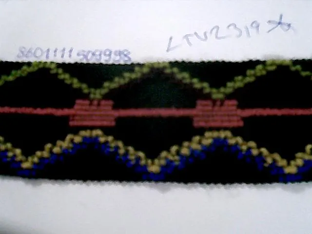 Renkli Etnik Desenli Yerli Polyester Şerit - 35 mm