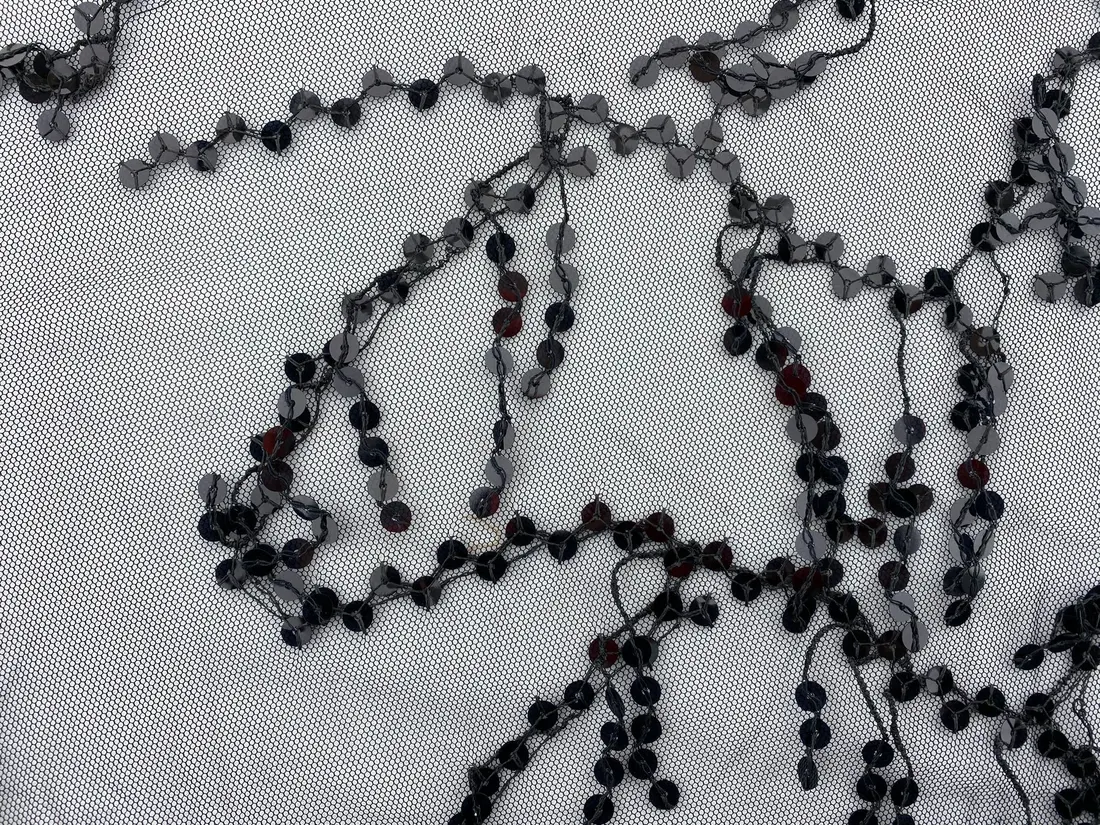 Tül · İthal · Lez · Likralı · Siyah Zemin · Siyah Pullu · 130 Cm