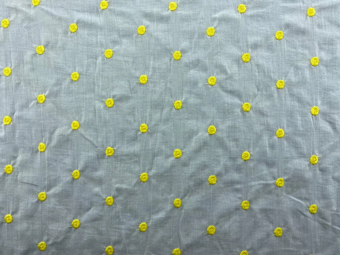 Sarı İpli Puanlı Pamuk Polyester Vual Brode