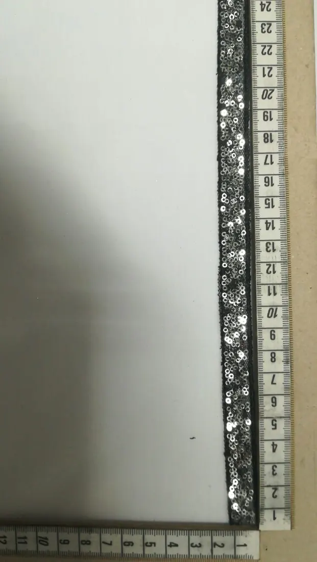 Siyah Pullu Siyah Tül Bant, 1 cm